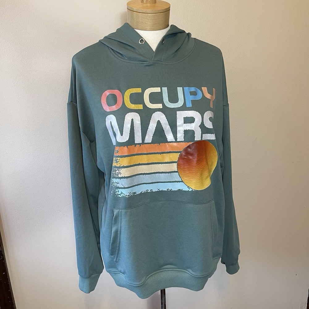 Occupy Mars Green‎ Hoodie Sweatshirt Medium